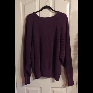 Thick ribbed purple knit sweater
